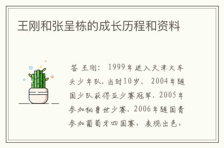 王刚和张呈栋的成长历程和资料