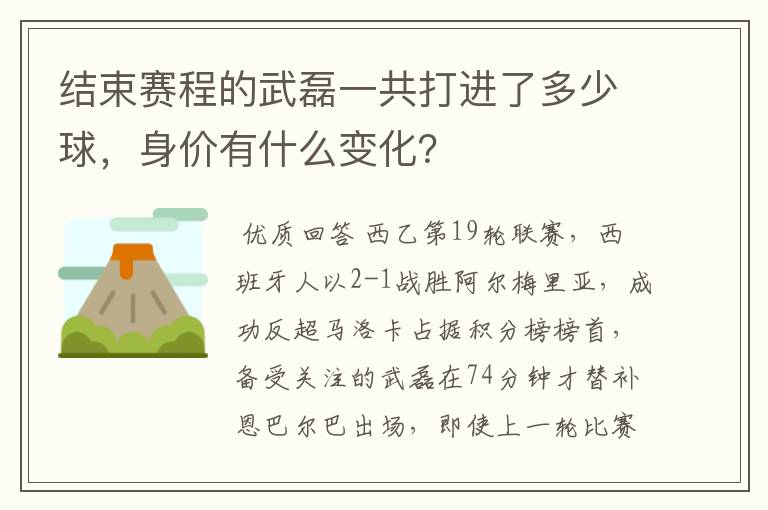 结束赛程的武磊一共打进了多少球,身价有什么变化?