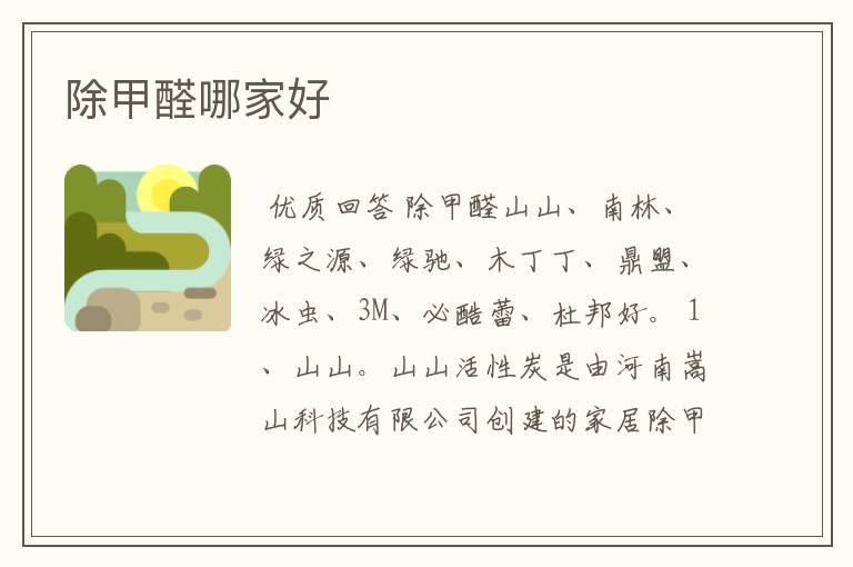 除甲醛哪家好