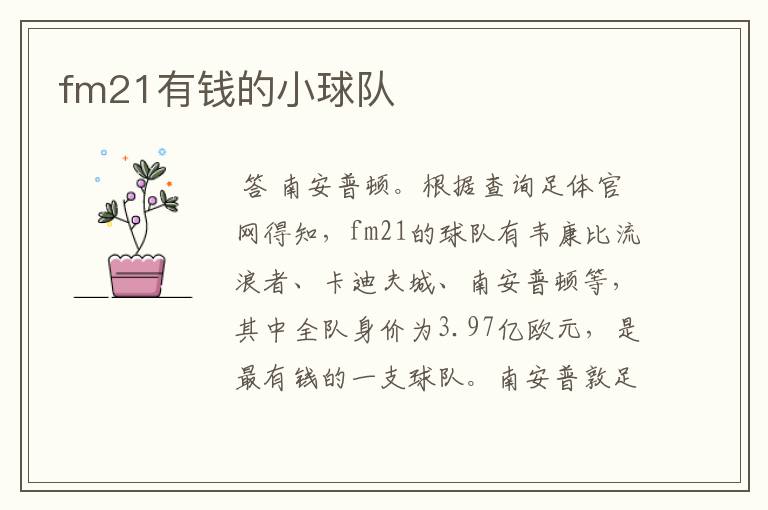 fm21有钱的小球队