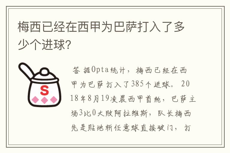 梅西已经在西甲为巴萨打入了多少个进球?