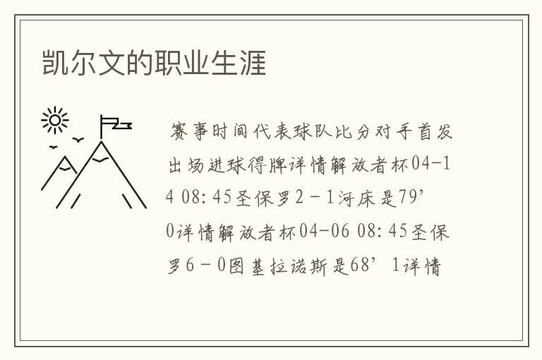 凯尔文的职业生涯