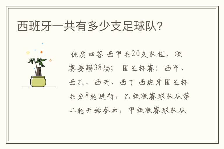 西班牙一共有多少支足球队?