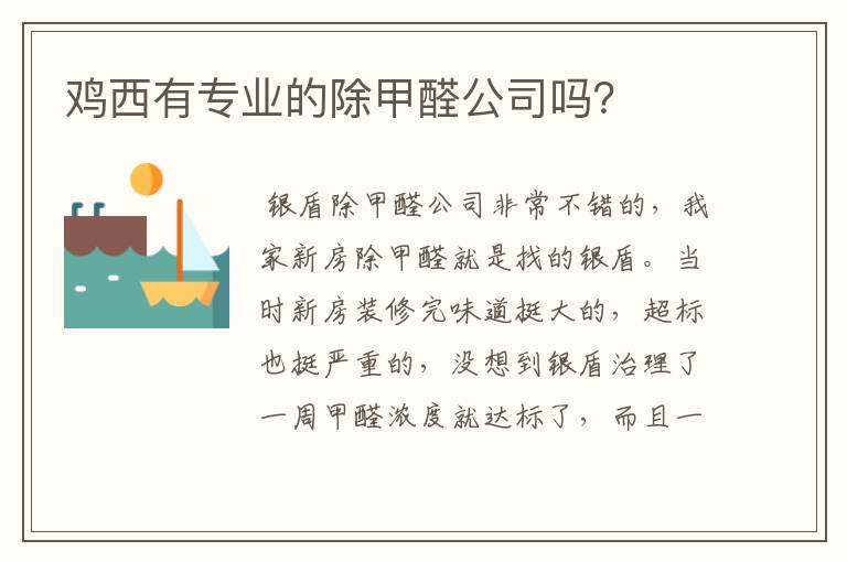 鸡西有专业的除甲醛公司吗?