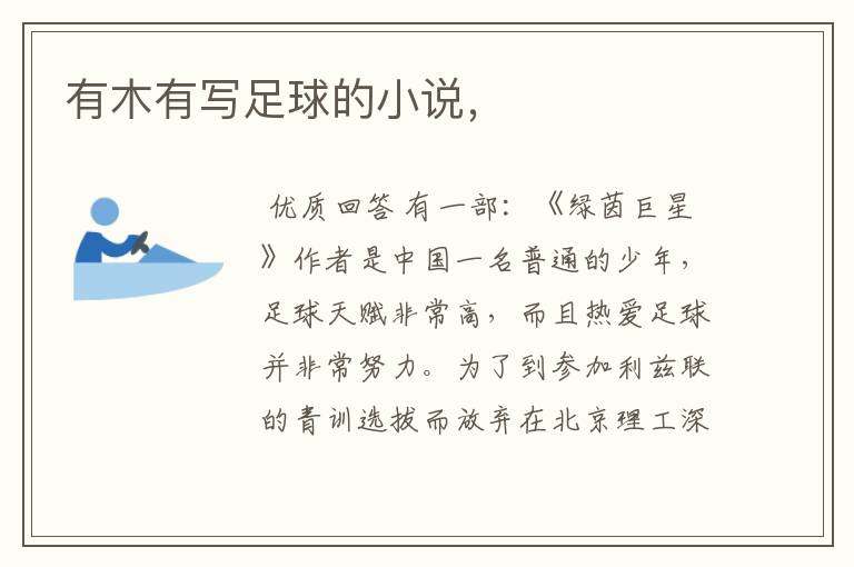 有木有写足球的小说，