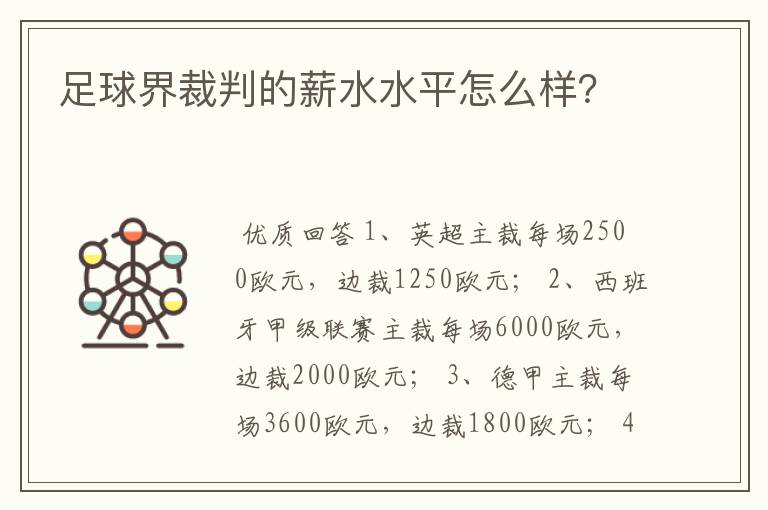 足球界裁判的薪水水平怎么样?