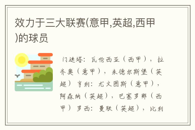 效力于三大联赛(意甲,英超,西甲)的球员