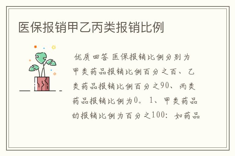 医保报销甲乙丙类报销比例