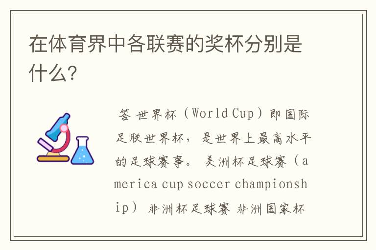 在体育界中各联赛的奖杯分别是什么?
