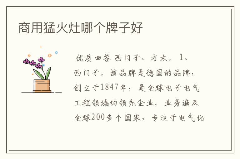 商用猛火灶哪个牌子好