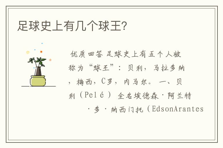 足球史上有几个球王?