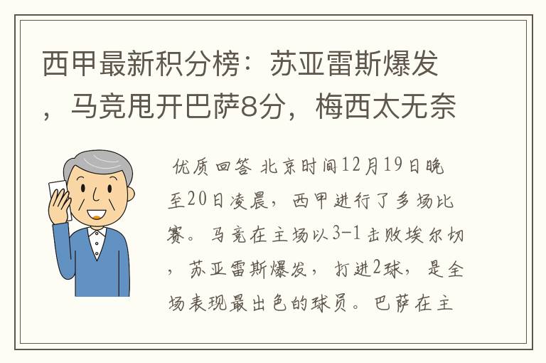 西甲最新积分榜:苏亚雷斯爆发,马竞甩开巴萨8分,梅西太无奈