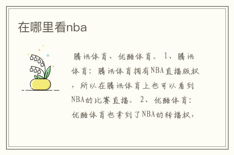 在哪里看nba