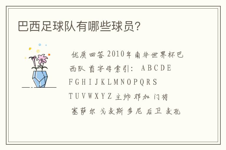 巴西足球队有哪些球员?