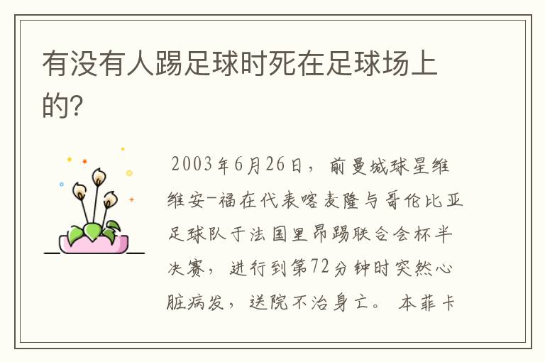 有没有人踢足球时死在足球场上的?