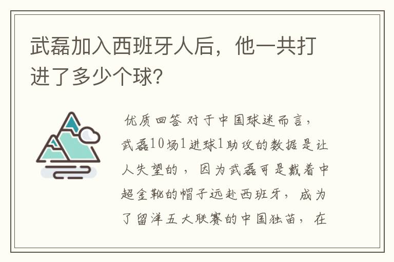 武磊加入西班牙人后,他一共打进了多少个球?