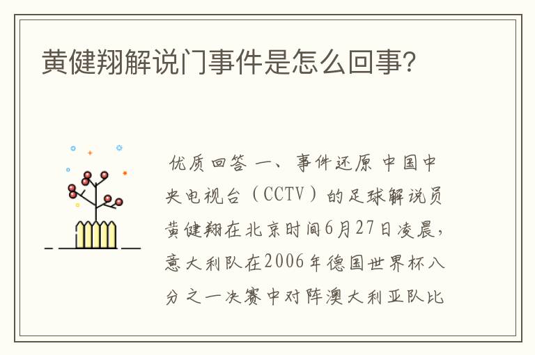 黄健翔解说门事件是怎么回事?