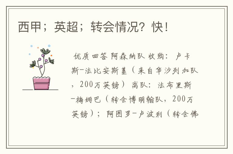 西甲;英超;转会情况?快!