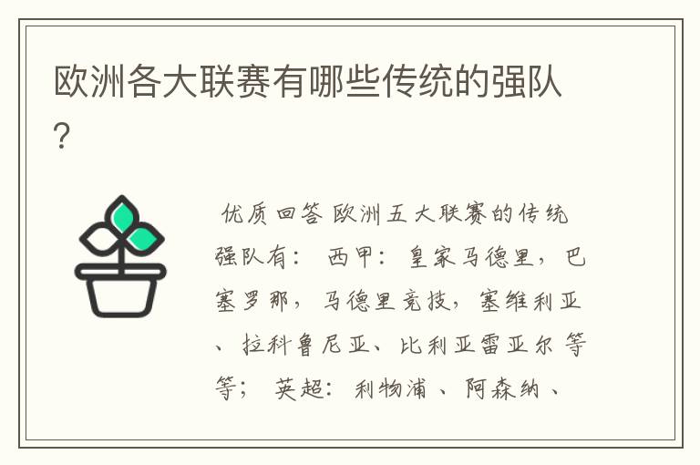 欧洲各大联赛有哪些传统的强队?