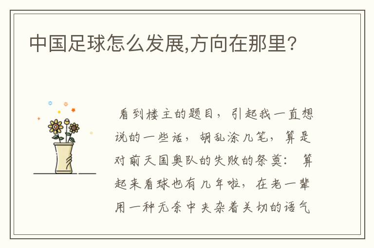 中国足球怎么发展,方向在那里?