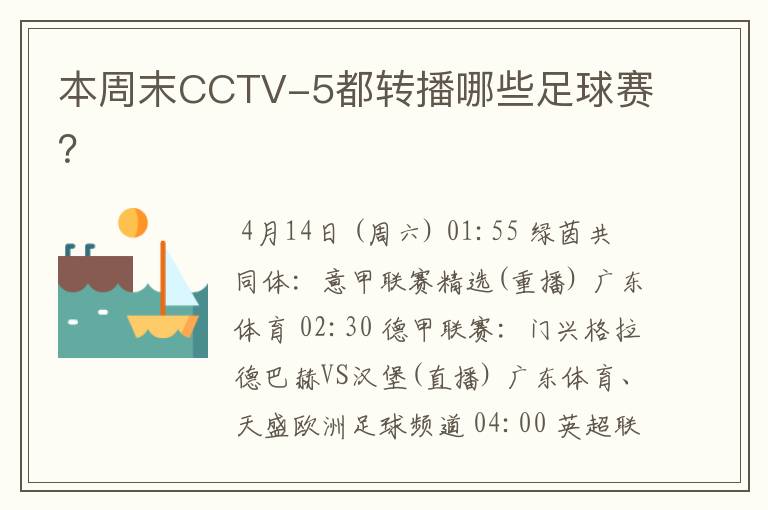 本周末CCTV-5都转播哪些足球赛?