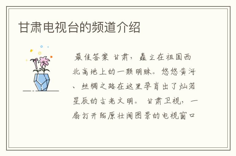 甘肃电视台的频道介绍