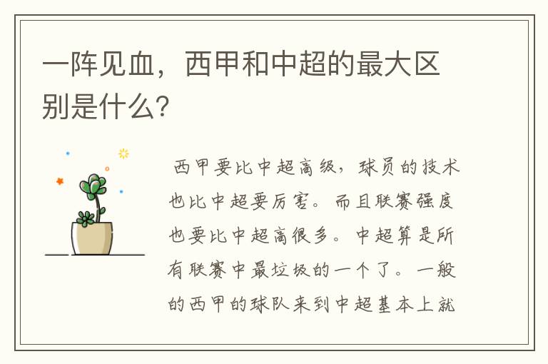 一阵见血，西甲和中超的最大区别是什么？