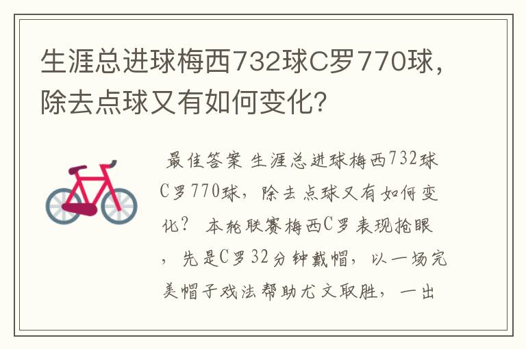 生涯总进球梅西732球C罗770球,除去点球又有如何变化?