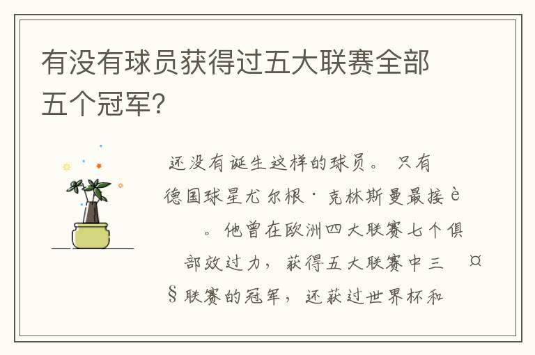 有没有球员获得过五大联赛全部五个冠军?