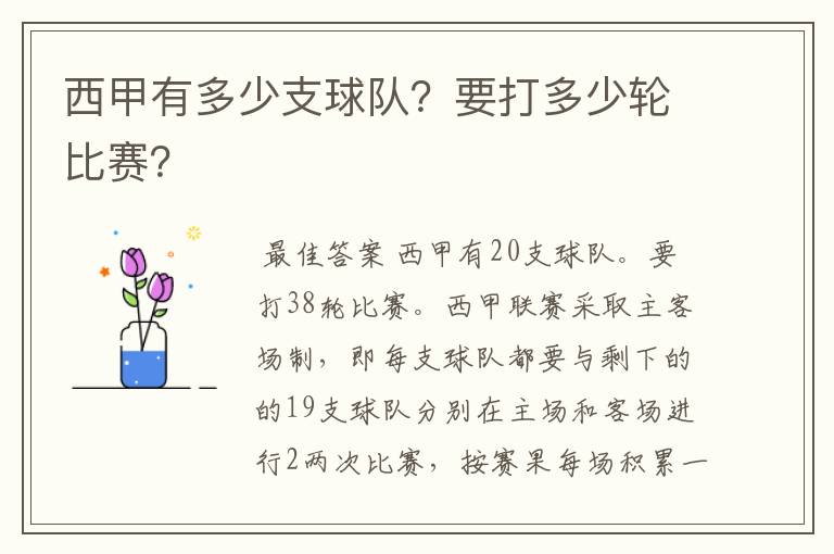 西甲有多少支球队?要打多少轮比赛?