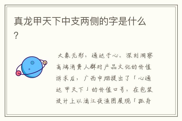 真龙甲天下中支两侧的字是什么?