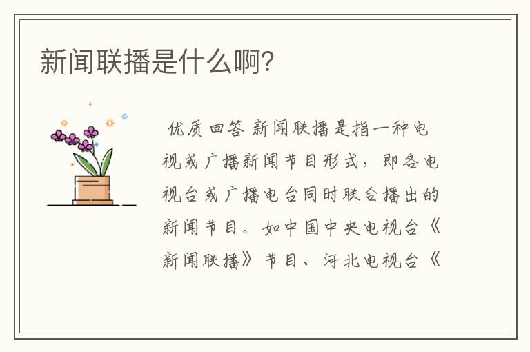 新闻联播是什么啊?