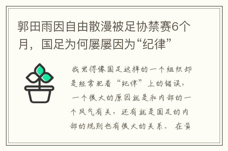 郭田雨因自由散漫被足协禁赛6个月,国足为何屡屡因为“纪律”遭处罚?