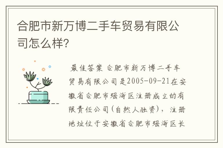 合肥市新万博二手车贸易有限公司怎么样?
