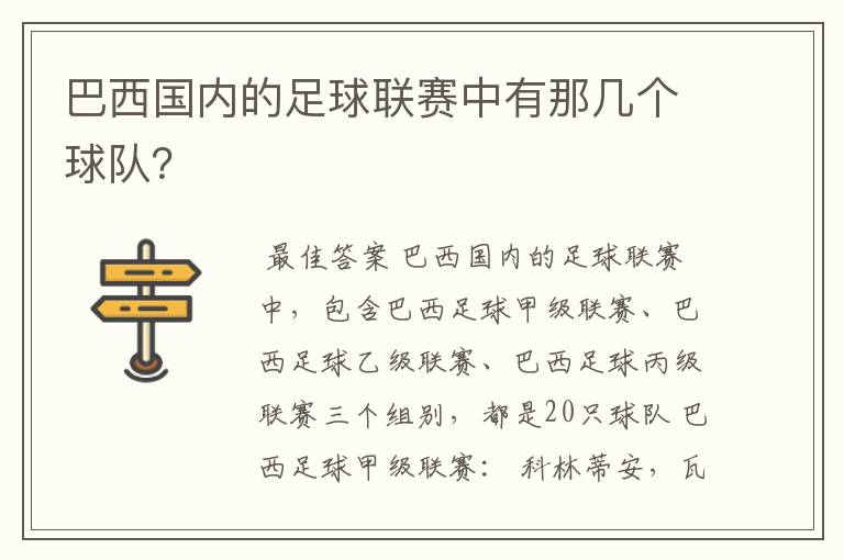 巴西国内的足球联赛中有那几个球队?