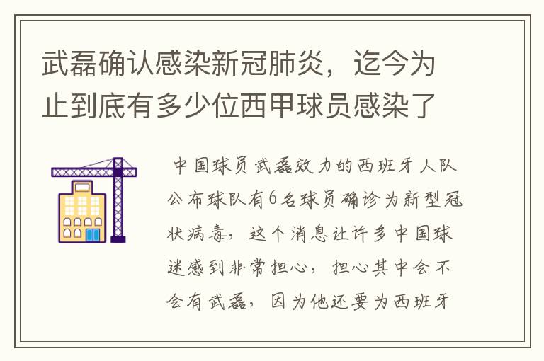 武磊确认感染新冠肺炎,迄今为止到底有多少位西甲球员感染了新冠病毒?