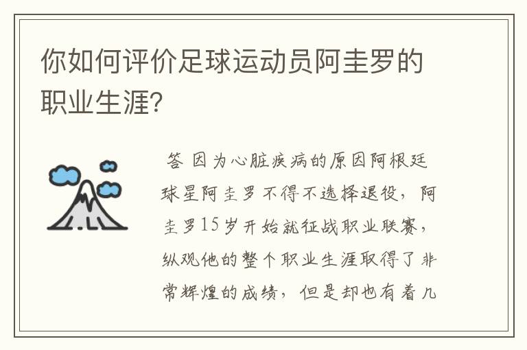 你如何评价足球运动员阿圭罗的职业生涯?