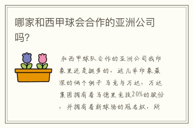 哪家和西甲球会合作的亚洲公司吗?