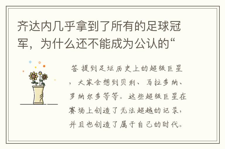 齐达内几乎拿到了所有的足球冠军,为什么还不能成为公认的“球王”?