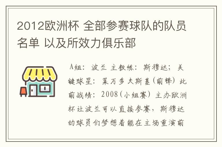 2012欧洲杯 全部参赛球队的队员名单 以及所效力俱乐部
