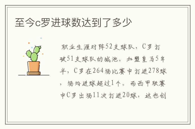 至今c罗进球数达到了多少