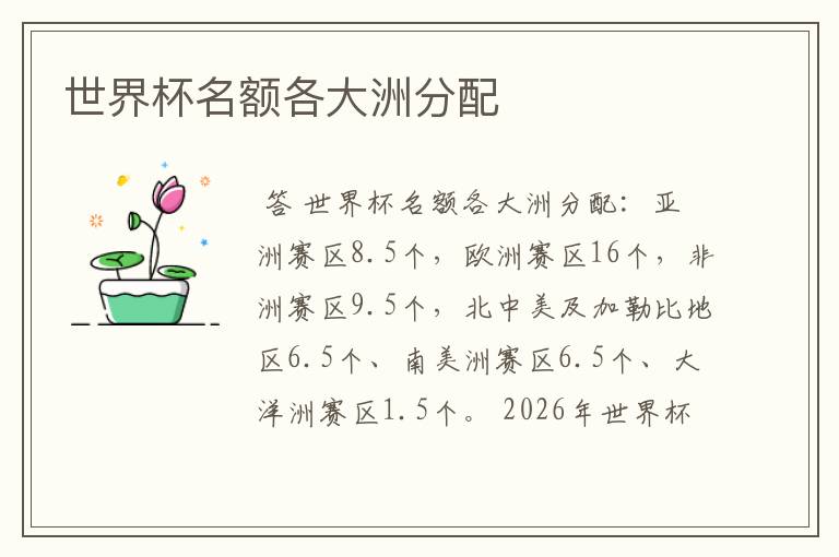 世界杯名额各大洲分配