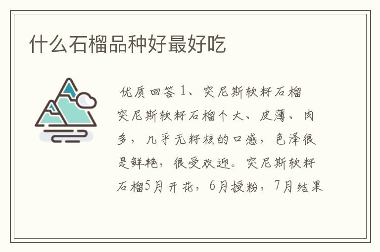 什么石榴品种好最好吃
