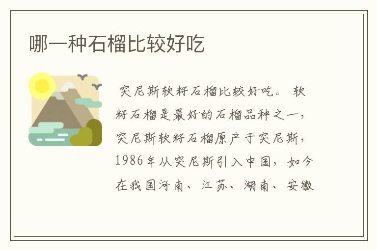 哪一种石榴比较好吃