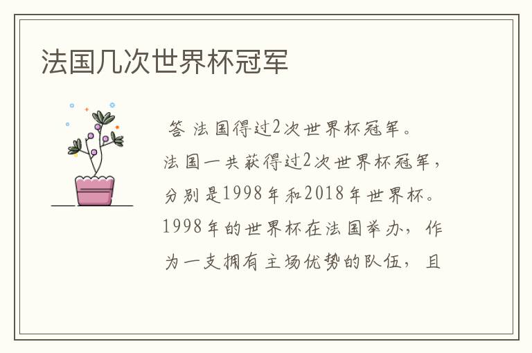 法国几次世界杯冠军