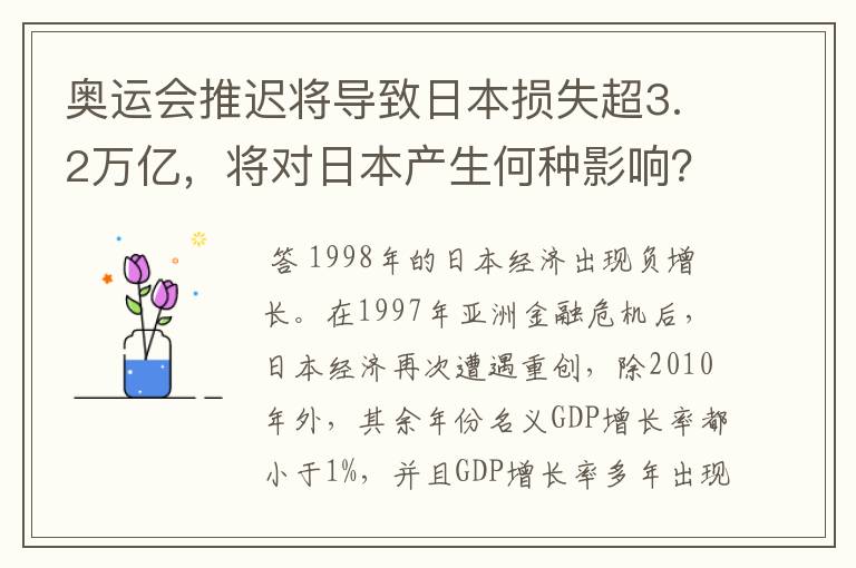 奥运会推迟将导致日本损失超3.2万亿,将对日本产生何种影响?