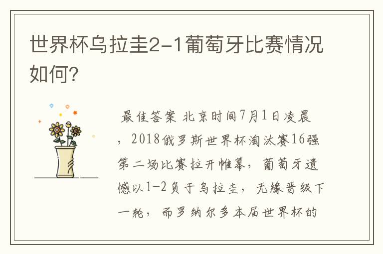 世界杯乌拉圭2-1葡萄牙比赛情况如何?