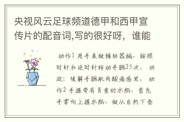 央视风云足球频道德甲和西甲宣传片的配音词,写的很好呀,谁能提供一下