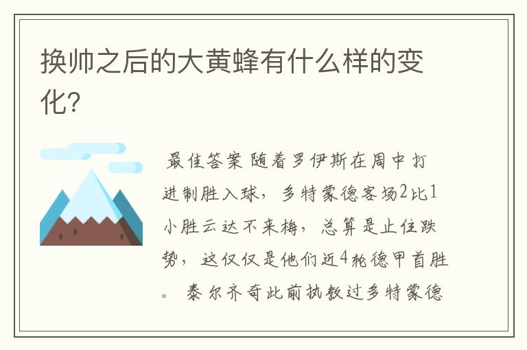 换帅之后的大黄蜂有什么样的变化?