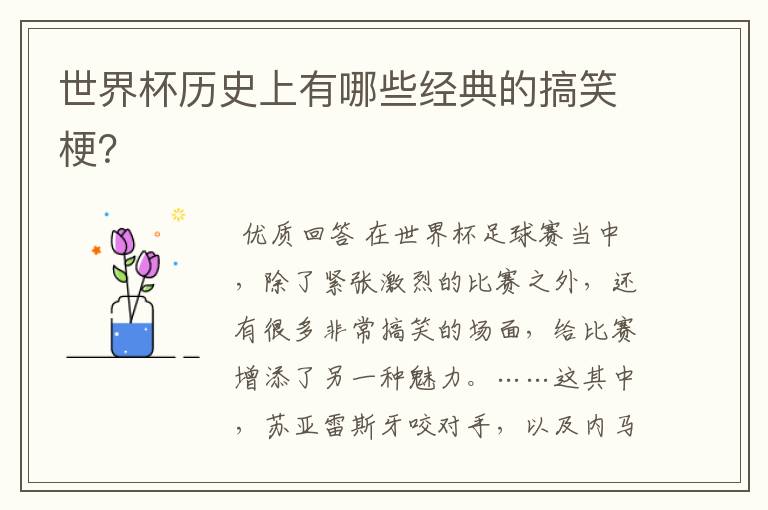 世界杯历史上有哪些经典的搞笑梗?